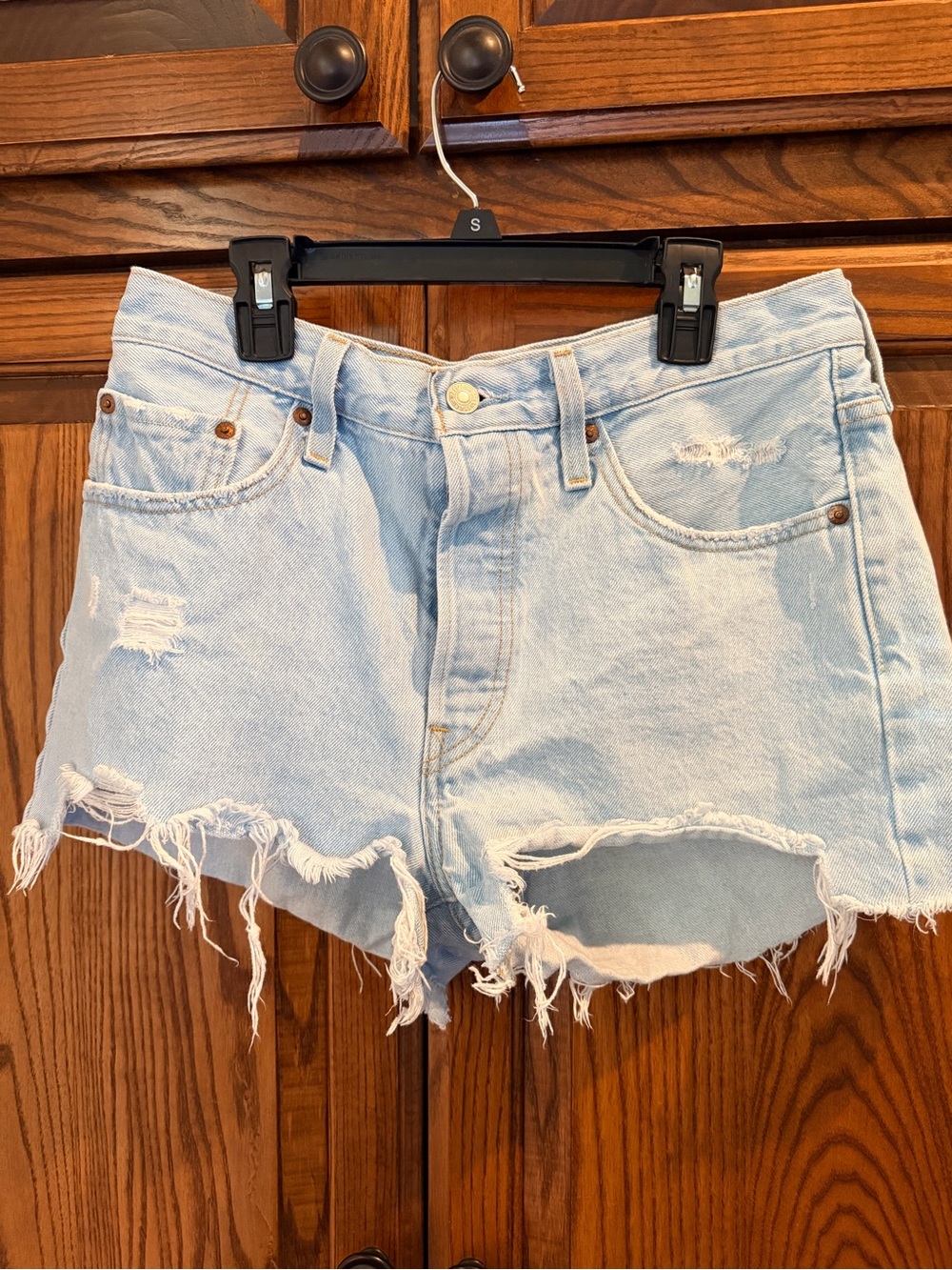 Levi's Light Blue Distressed Cutoff Denim Shorts